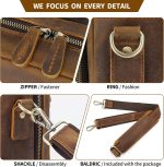 Ringsun Leather Briefcase for Men Large Satchel Bags, Mens Business Travel Case Messenger Bag, Fits 15.6" Leather Laptop Bag - Image 4